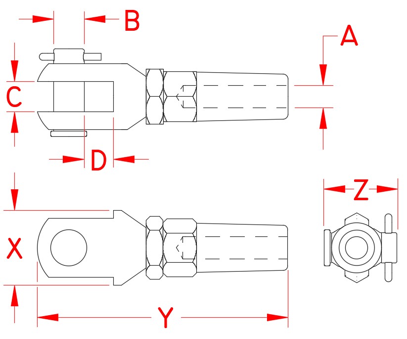 Stainless Steel Quick Attach™ Jaw, S0762-0003, S0762-0004, S0762-0005, S0762-0007, S0762-0009, S0762-0010, S0762-0013, Line Drawing